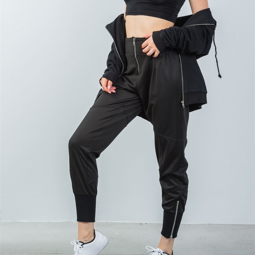black high waisted jogger pants